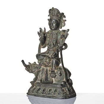 Boddhisattva sittandes på elefant, troligen sen Mingdynasti.