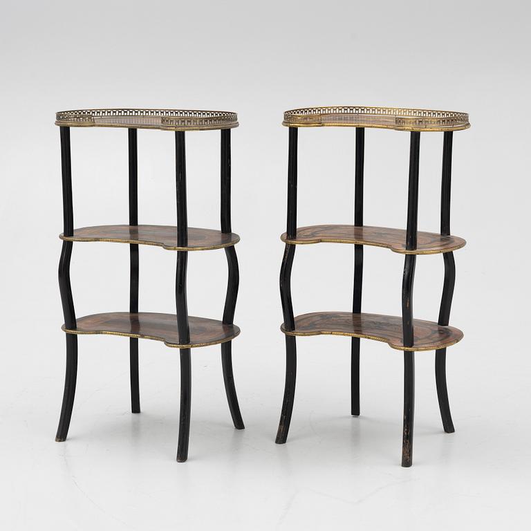 a pair of etageres,  Louis XVI style, circa 1900.