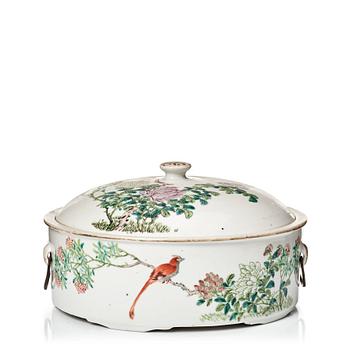 A famille rose tureen with cover, China, 20th Century, marked Lei Oui Quan.