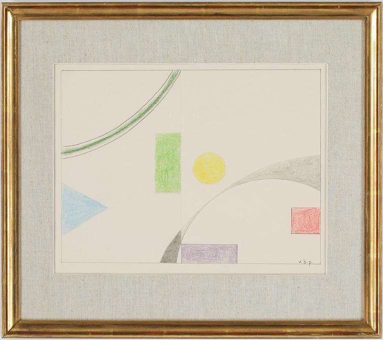 VILHELM BJERKE-PETERSEN, blandteknik på papper, signerad.