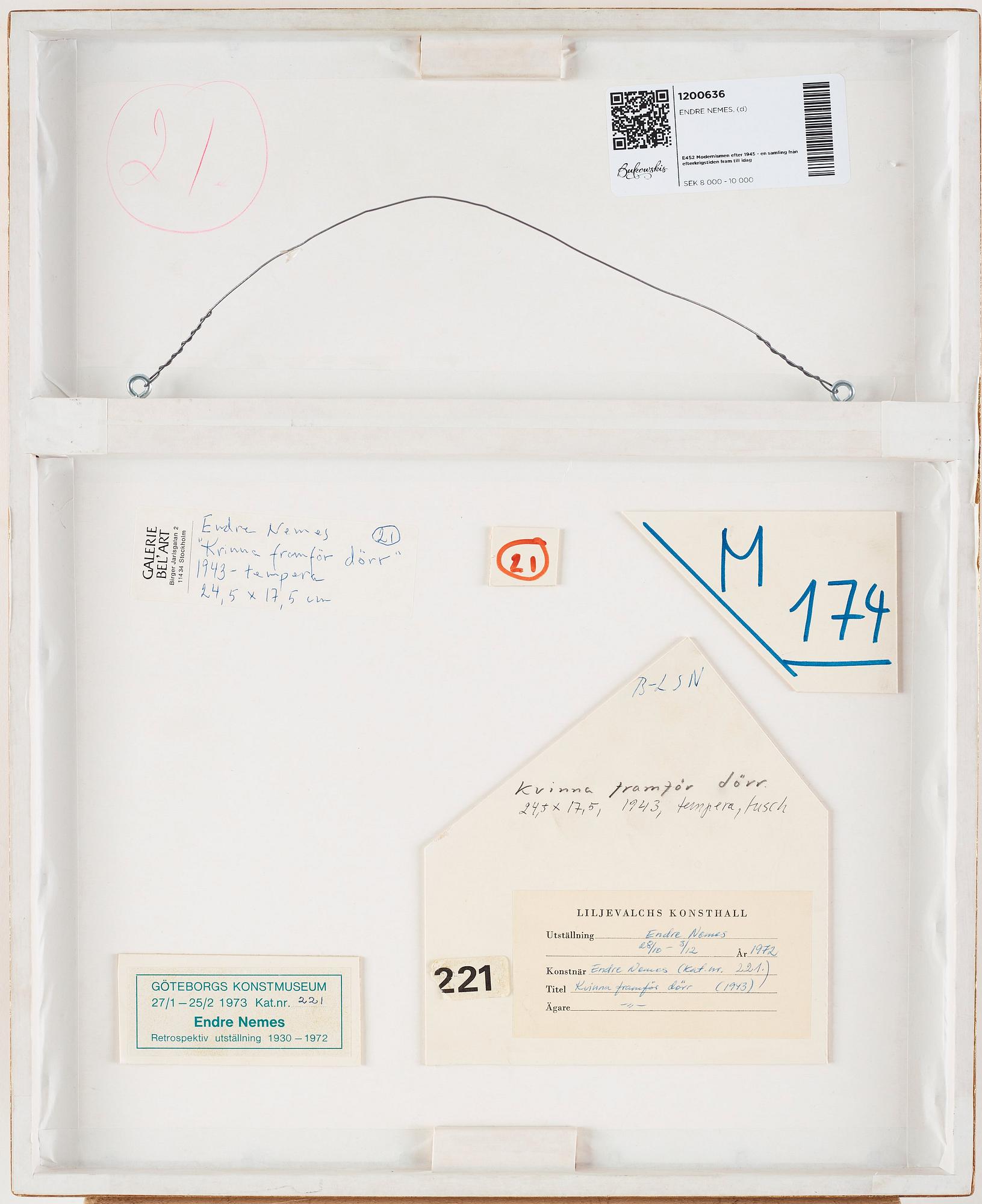 ENDRE NEMES, tempera and ink on paper, signed.