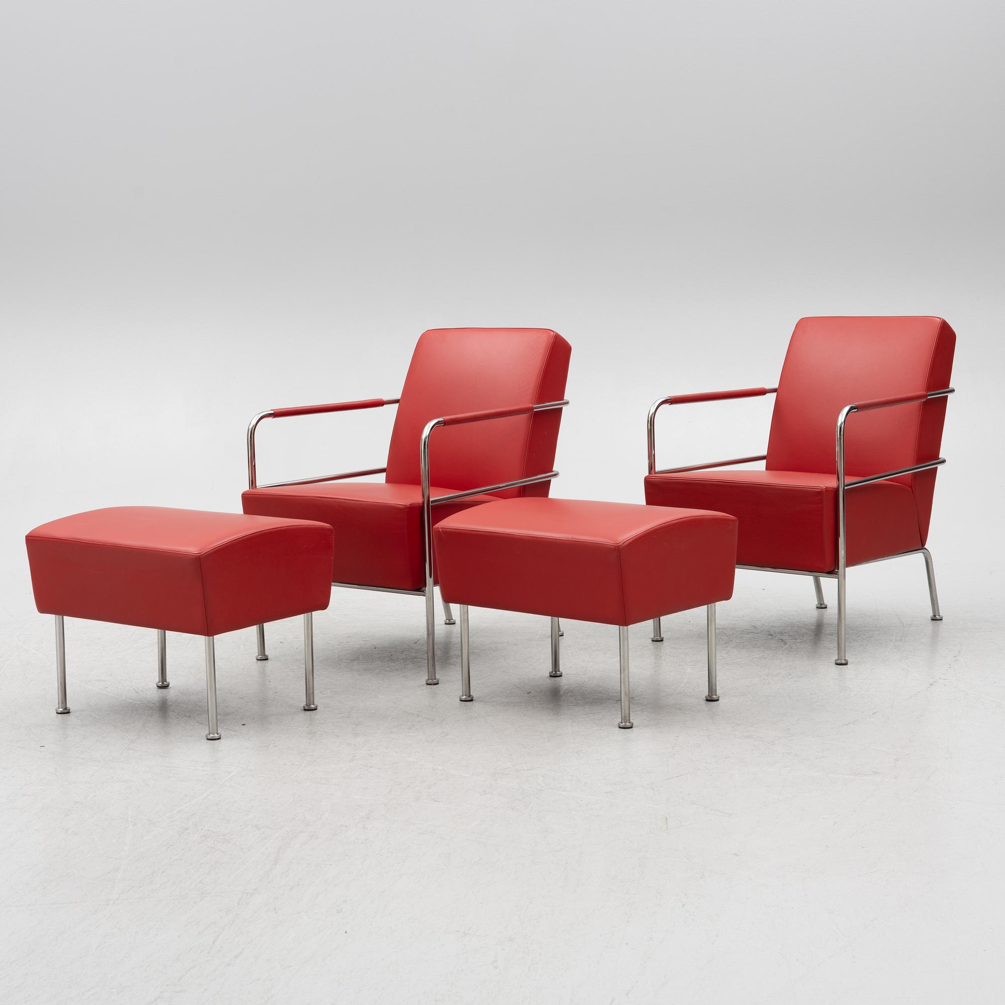 Gunilla Allard, a pair of armchairs with footstools, 'Cinema', Lammhults.