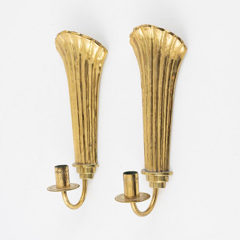 Lars Holmström, a pair of brass wall sconces, Firma Lars Holmström, Arvika.