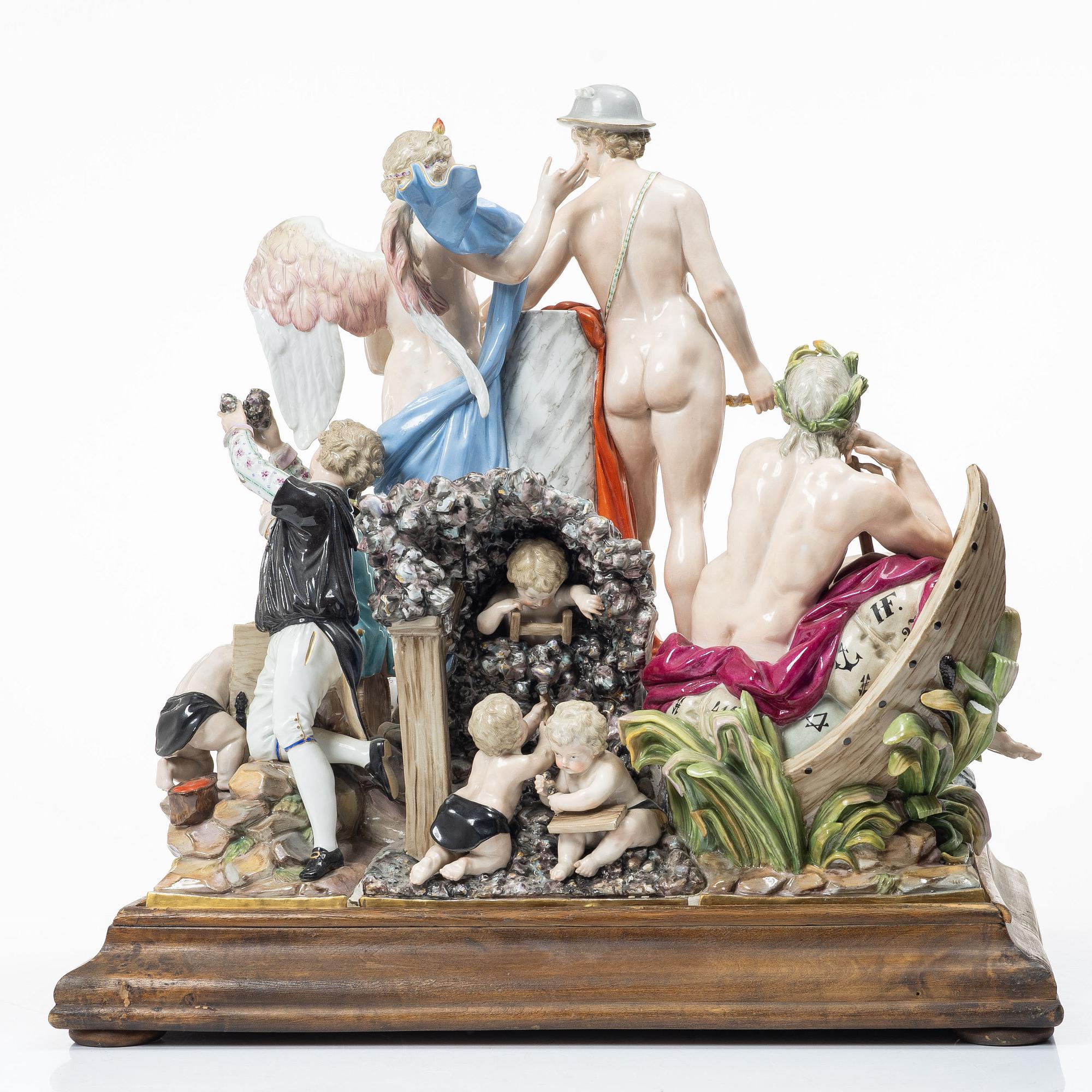 Meissen, Figurgrupp, porslin, "Allegorie der Handel", 1800-tal.