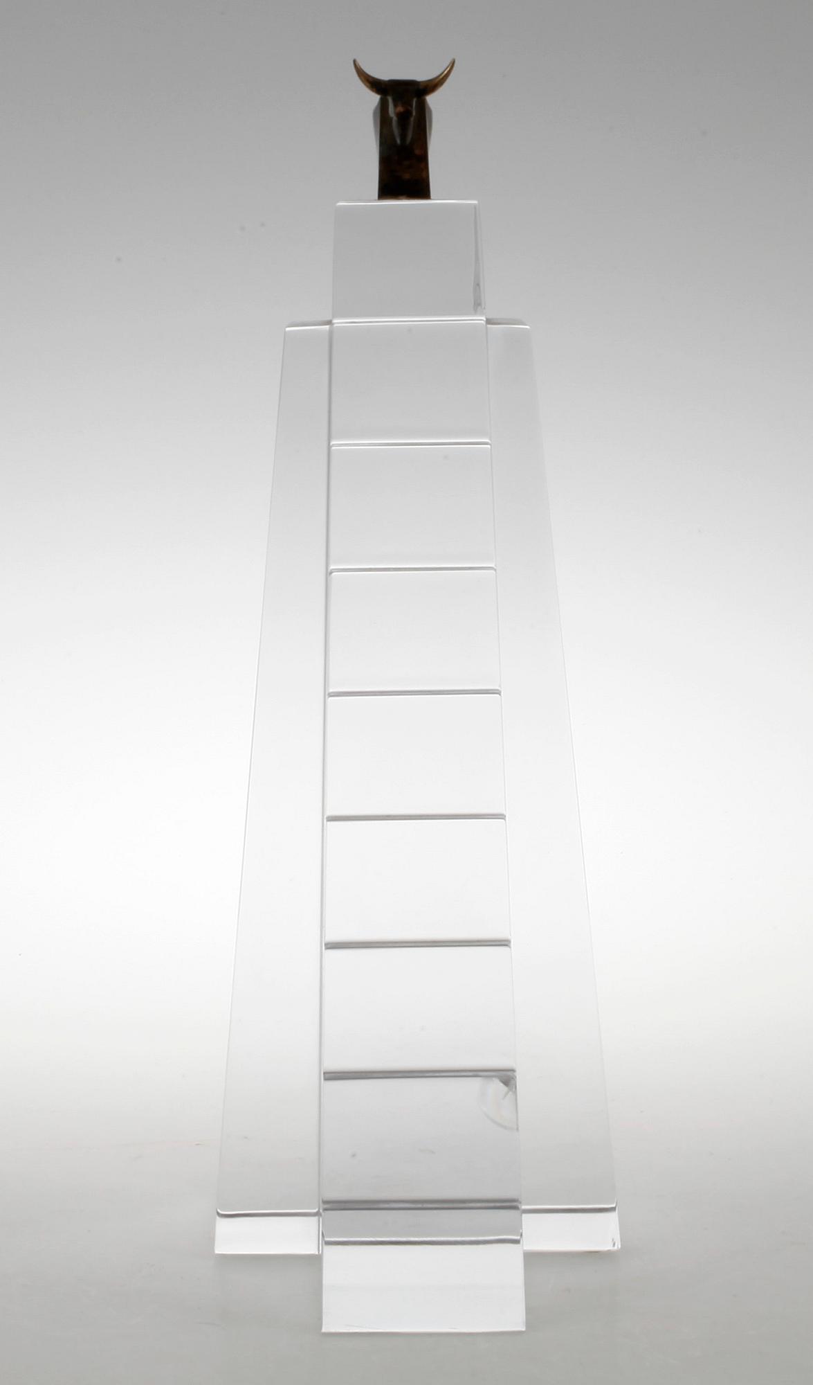 GUNNAR CYRÉN, skulptur, glas "Den heliga kon", Orrefors 1988.