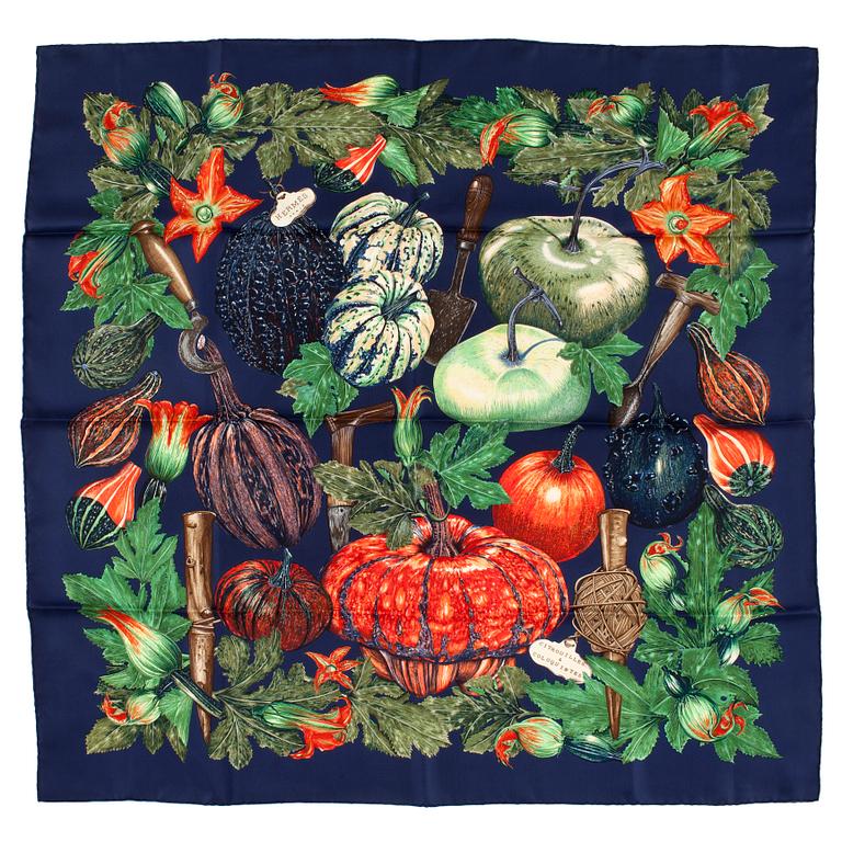 HERMÈS, silk scarf, "Citrouilles & Coloquintes".