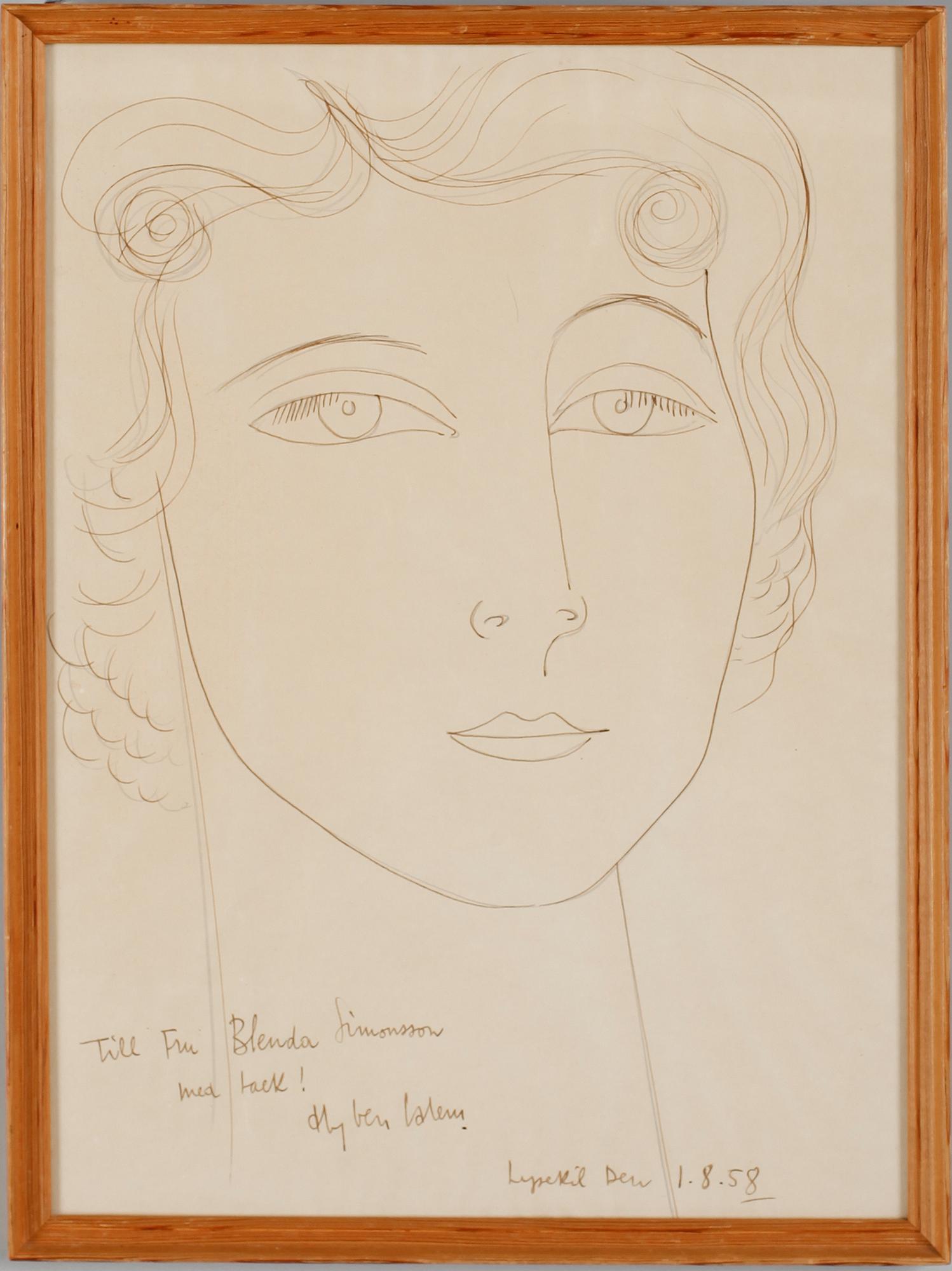 ALY BEN SALEM, tuschteckning, sign och dat Lysekil 1.8.58.