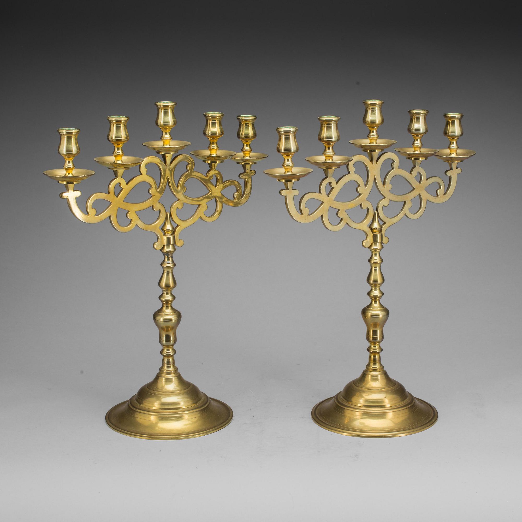 KANDELABRAR, ett par, mässing 1800-tal.