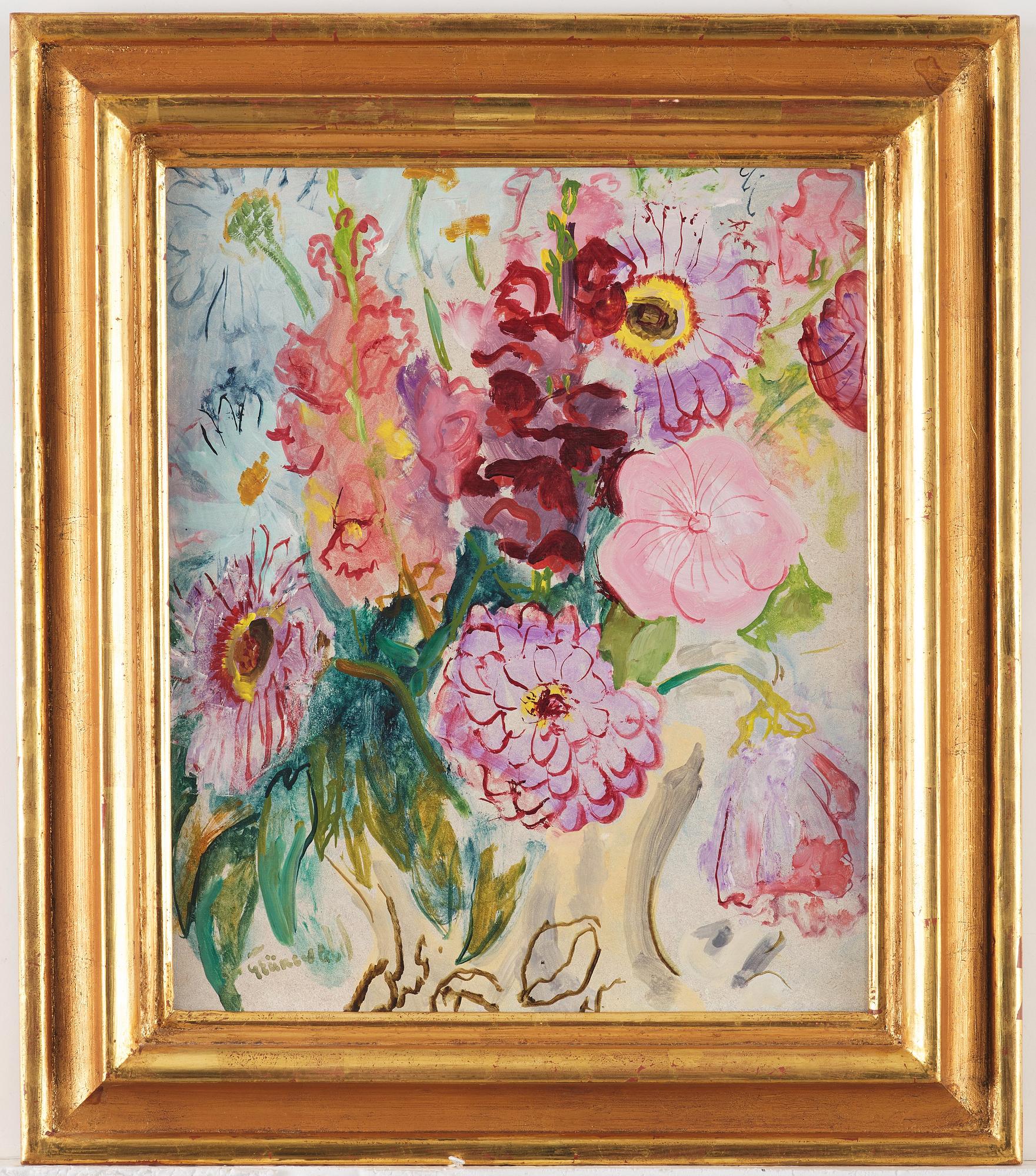 Isaac Grünewald, Blomsterstilleben med astrar och gladioli.