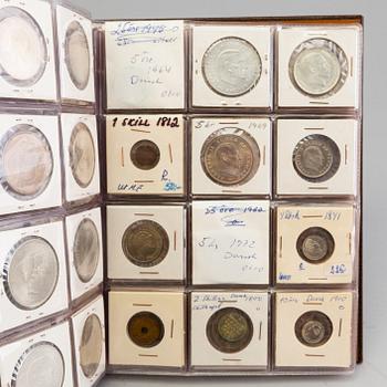 SAMLING MYNT, 102 stycken, bland annat Sverige och Danmark, 1900-tal.