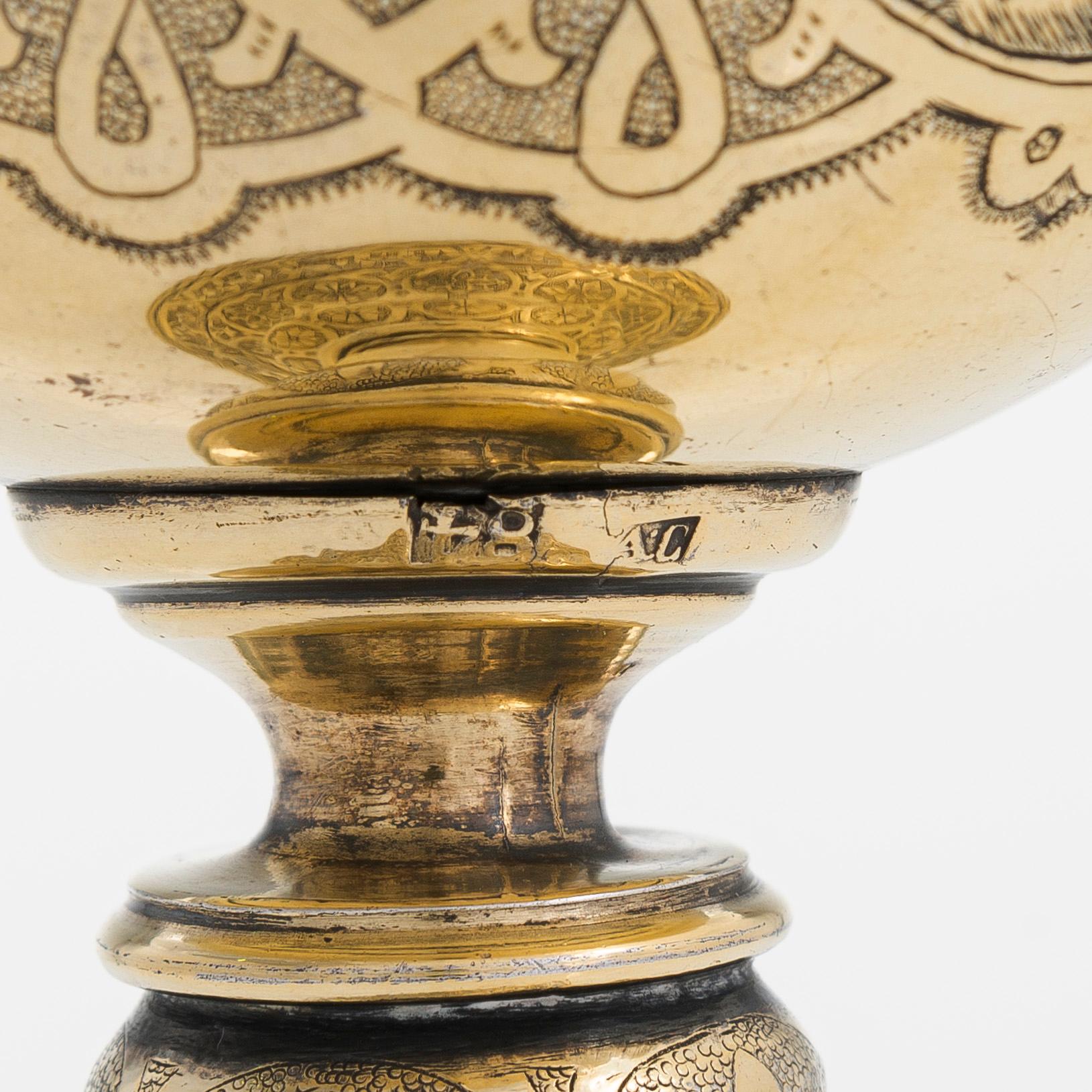 Chalice in gilded silver, unidentified master's mark A:C, Moscow, Russia 1873.