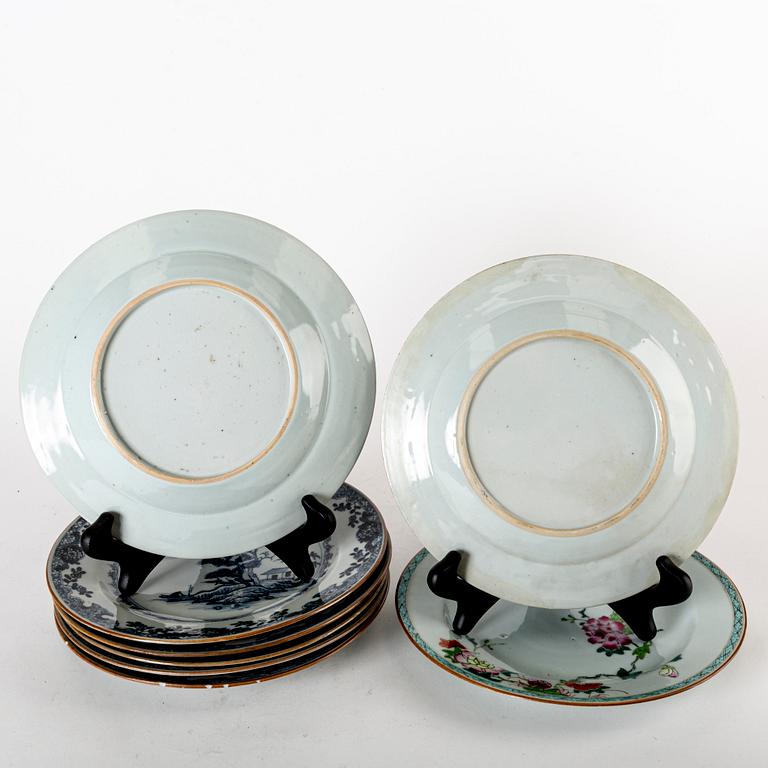 A set of 6+2 Chinese Qianlong porcelain plates.