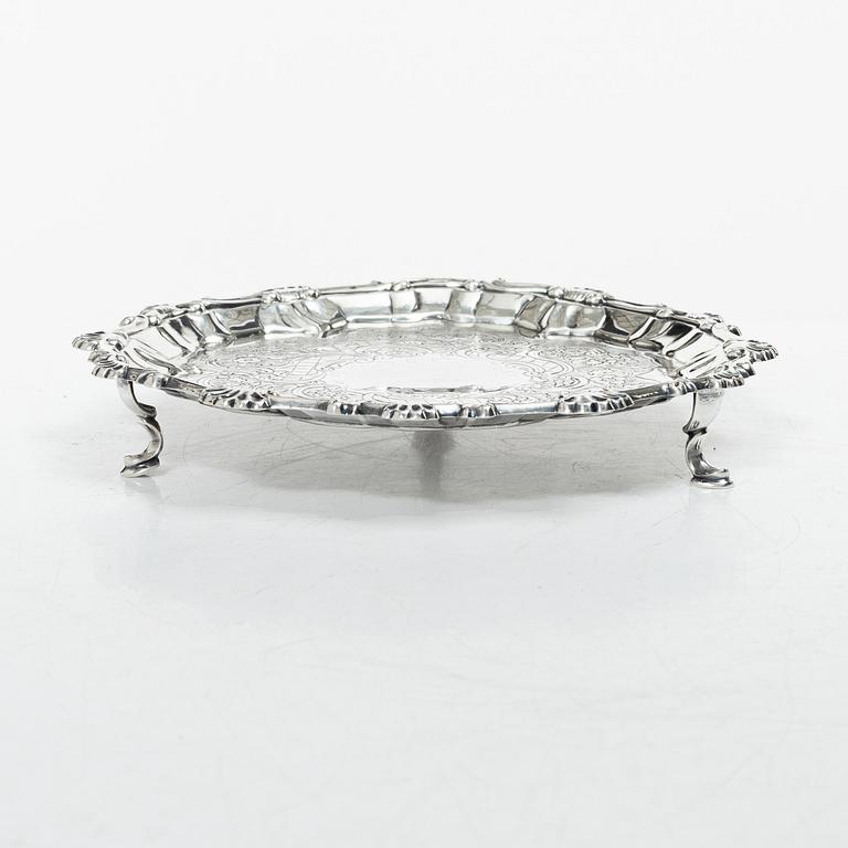 An English silver salver, mark of  Ebenezer Coker, London 1769.