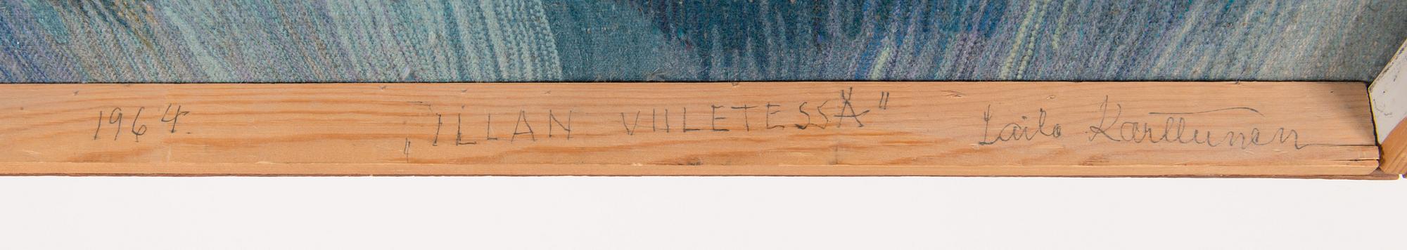 Laila Karttunen, kuvakudos, signeerattu LK ja Laila Karttunen -64.