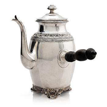 289. A Swedish 19th century silver coffee-pot, mark of Arvid Öhrn, Gävle 1844.