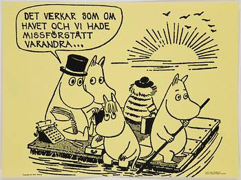 TOVE JANSSON, six Moomin posters from Bull's Presstjänst, Art Work Shop, 1960's.