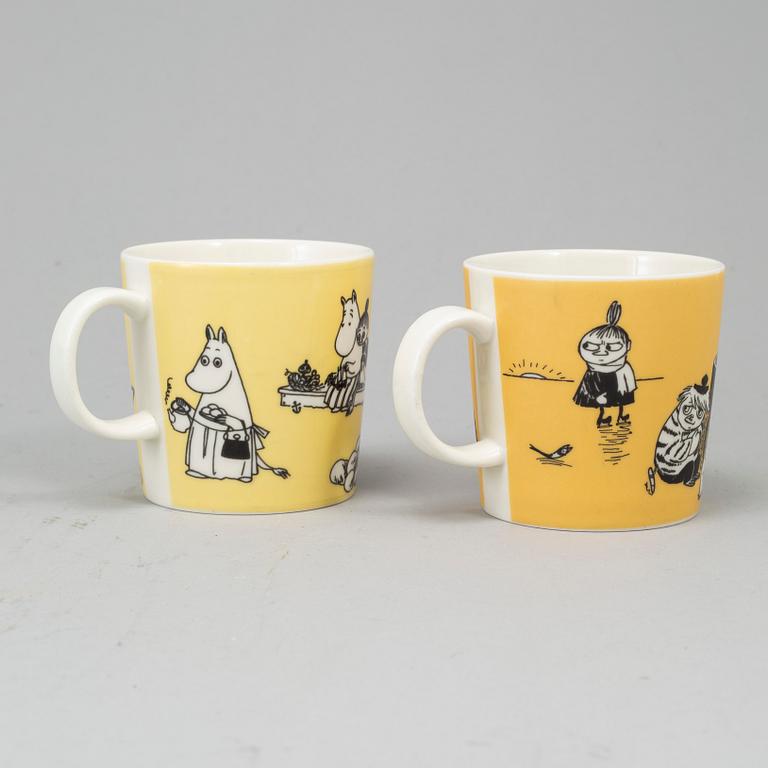 Two Moomin Characters porcelain mugs from Arabia, Finland, 1990-96.