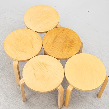 Alvar Aalto, A set of five stools, model 60, Artek, Finland.