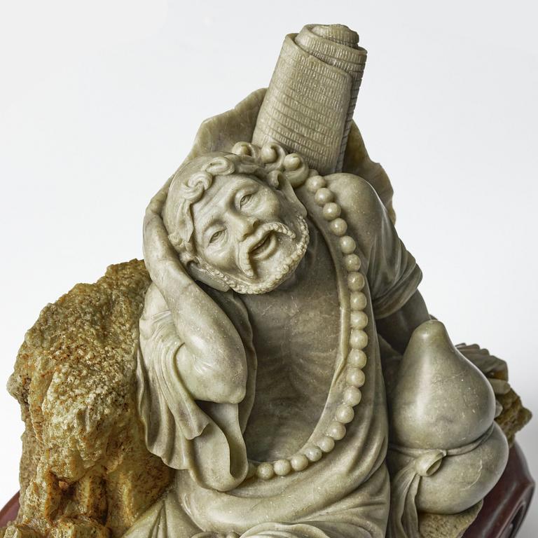 A large Chinese soapstone sculpture of Li Bai, 20th Century.