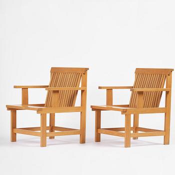 John Kandell, a pair of armchairs, J. E. Blomqvist Möbelfabrik, Uppsala, designed for the City Archive of Stockholm, 1958-59.
