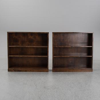 A pair of 1940's stained birch book cases.