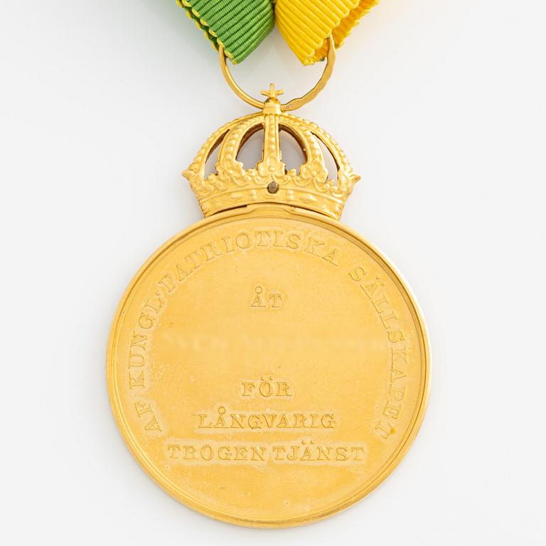 Medalj, 18K guld, Kungliga Patriotiska Sällskapet 1951.