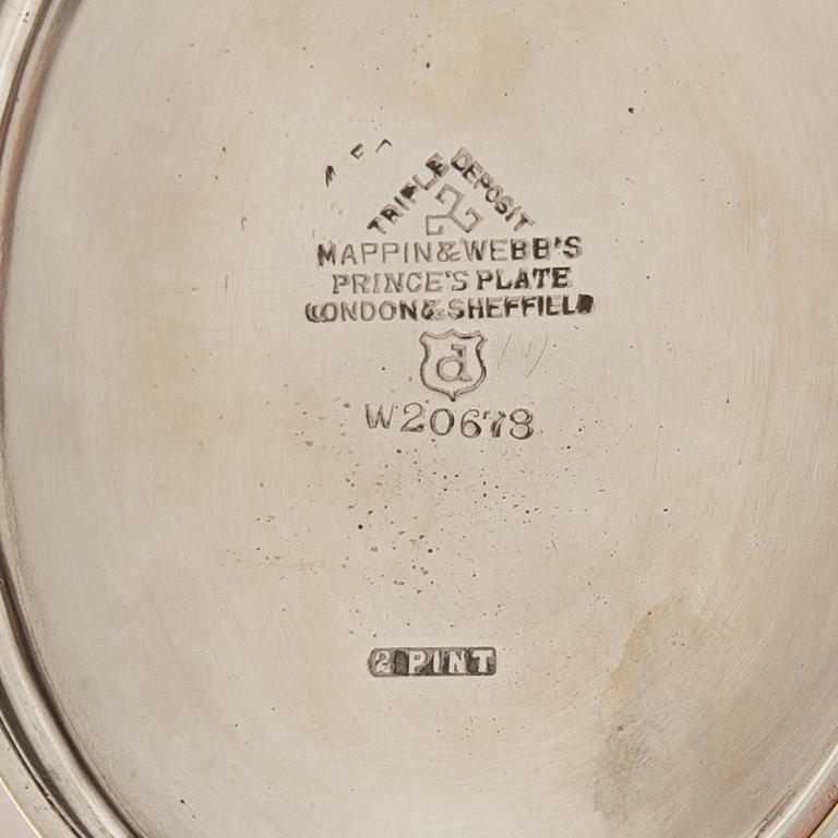 Teapot with stand and burner Mappin & Webb England silver plate mid-20th century.