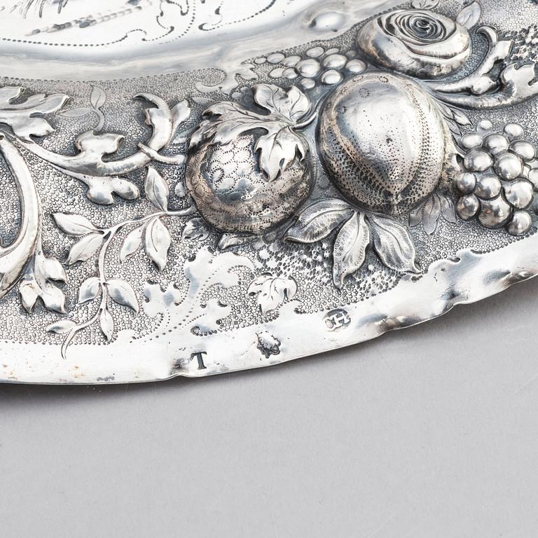 A Swedish Baroque silver plate, marks of Christian Henning, Stockholm 1707.