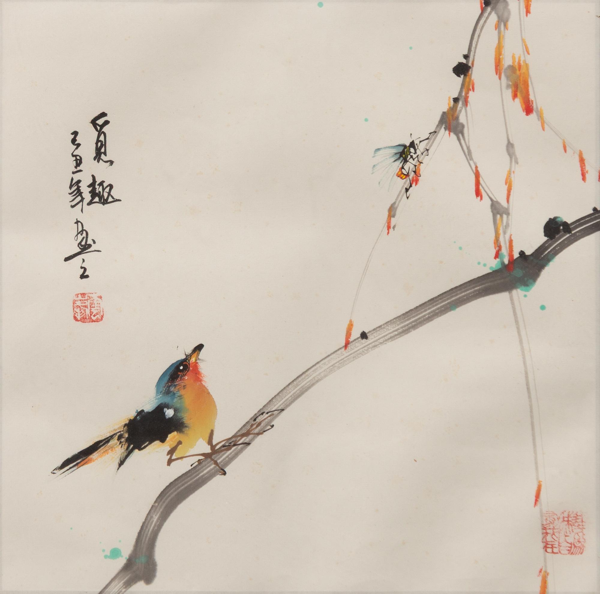 Unidentified artists, three Chinese paintings, around 2000.