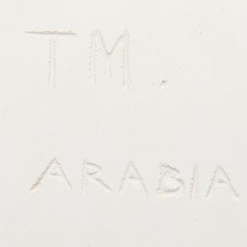 TOINI MUONA, VÄGGPLAKETT, Blad. Signerad TM Arabia.