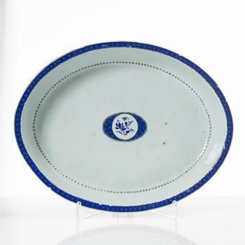 Form och stekfat, porslin, Kina, Qingdynastin, omkring 1800.