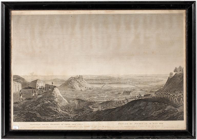 KOPPARSTICK, efter Giuseppe Pietro Bagetti, graverad av S Klauber, 1800-tal.