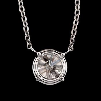 HÄNGE MED KEDJA, 18K vitguld, solitär briljantslipad diamant ca 1.02 ct.