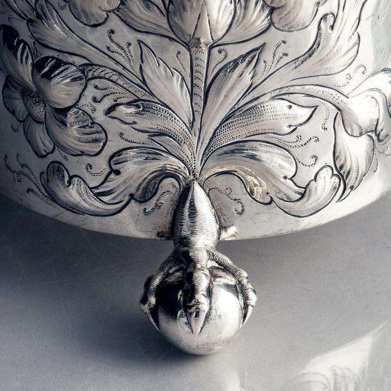 Anders Jensen Scheel, dryckeskanna, silver, Nykøbing (verksam 1677-1706), Danmark. Barock.