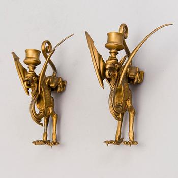 A PAIR OF WALL SCONES, bronzed metal, Russia late 19th century.