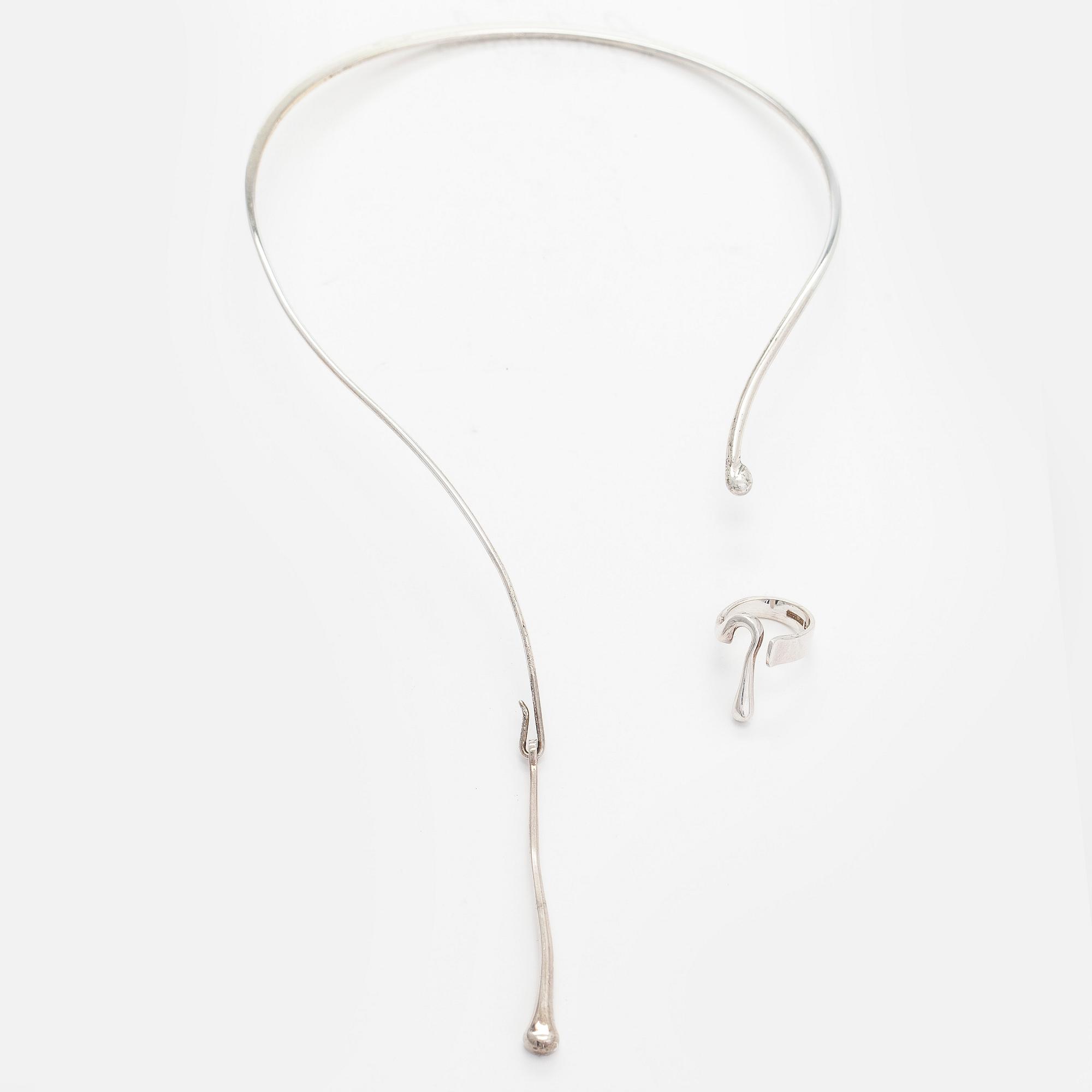 Bernt Högkvist, necklace and ring, silver, Sten & Laine, Turku.