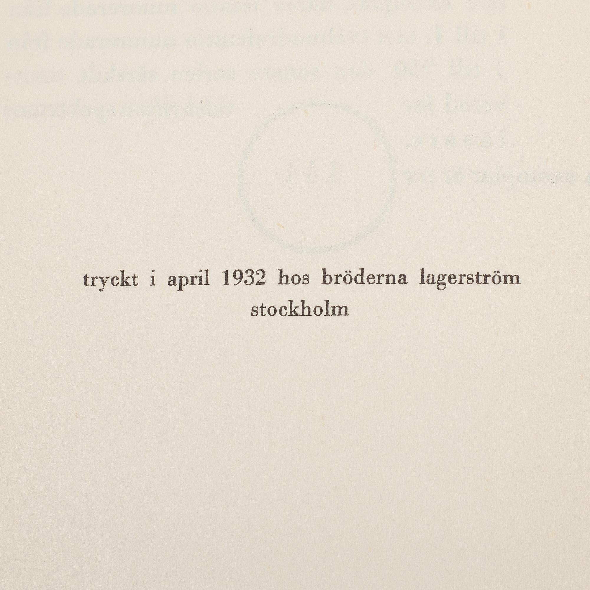 BOK, Gunnar Ekelöf: Sent på jorden. Dikter, Stockholm, 1932.