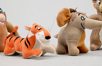 FIGURER, 7 st, Djungelboken, Disney, Made in Japan, 1966.