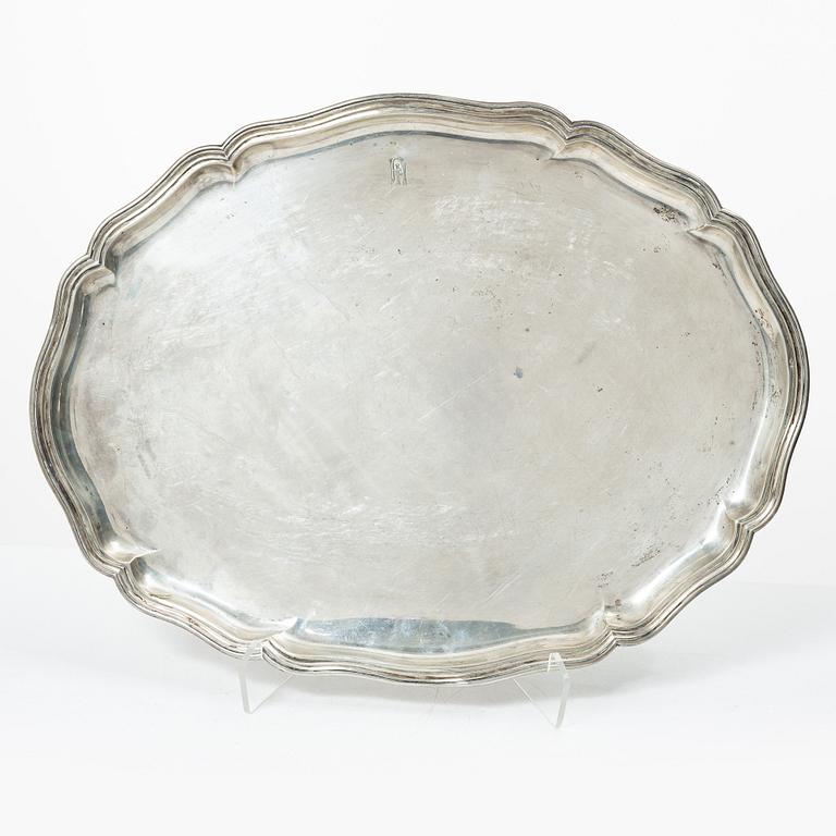 Bricka, silver, svensk importstämpel, 1900-tal.