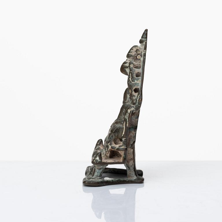 A Jain Shrine, India, copper alloy with silver inlay, 14/15th Century or older.