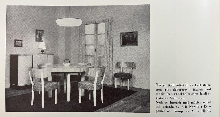Axel Einar Hjorth, a five-piece "Birka" dining suite, Nordiska Kompaniet, Sweden, 1930s.