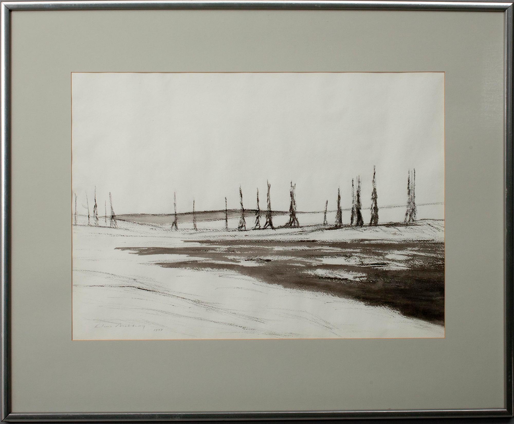 KLAUS BACKBERG, blandteknik på papper, signerad och daterad 1977.