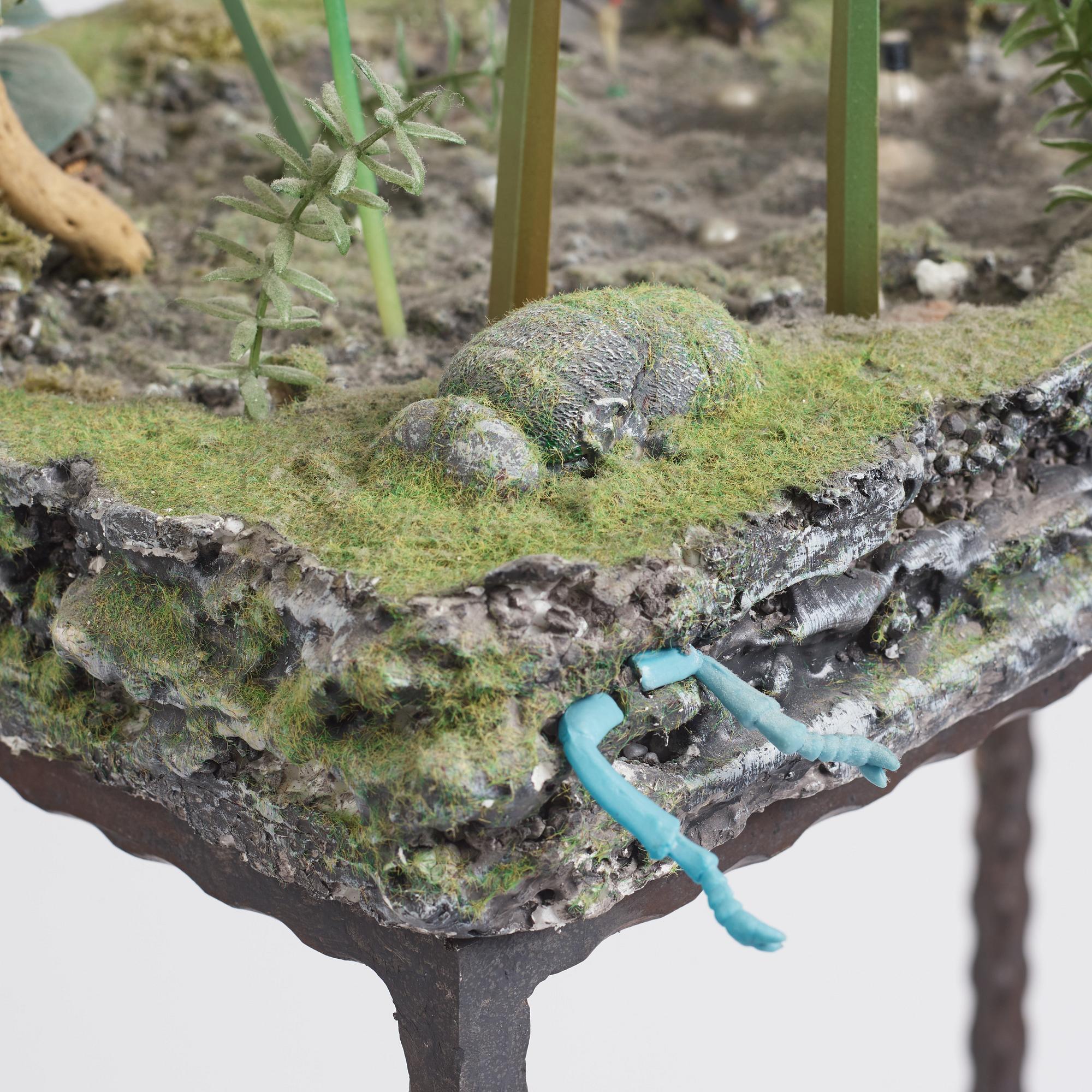 Veit Laurent Kurz, steel, styrofoam, wood, acrylic colour, plastic, 2014.