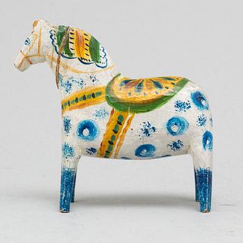 A painted Swedish wooden horse from the early 20th century.