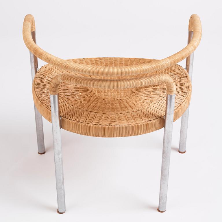 Poul Kjaerholm, a steel and rattan 'PK12' chair, E Kold Christensen, Denmark, early 1960s.