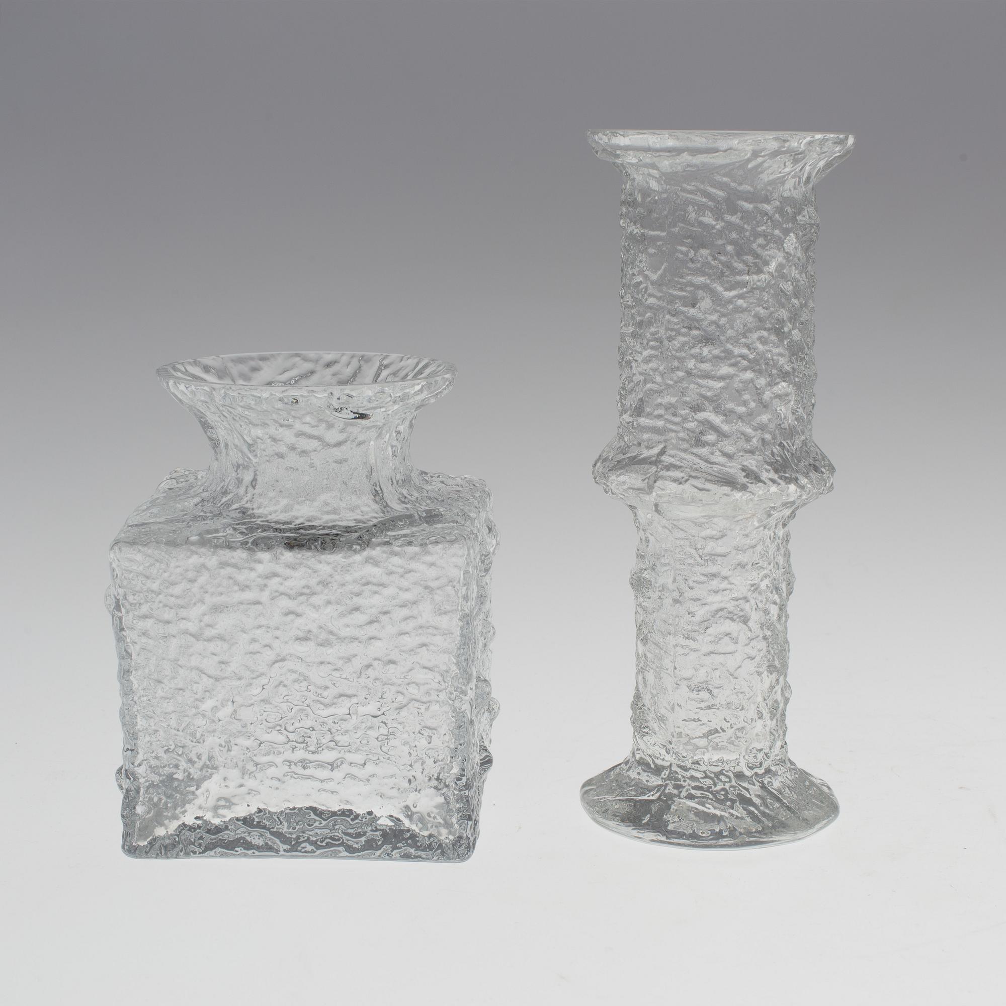 A lot of four, TIMO SARPANEVA GLASS VASES, Finlandia-series, signed TS.