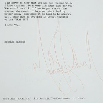 MICHAEL JACKSON (1958-2009), signerat brev, daterat April 1, 1985.
