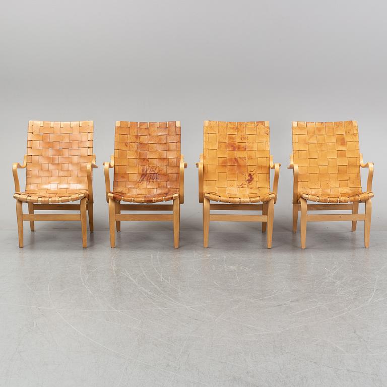 Four 'Eva' lounge chairs by Bruno Mathsson, for Firma Karl Mathsson, 1960' and 70's.