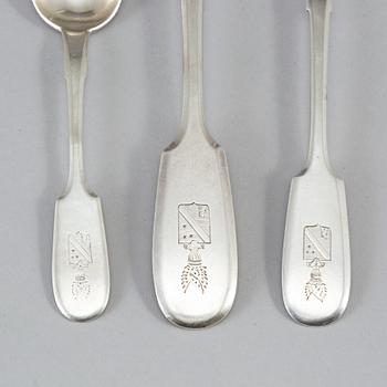 A set of Russian silver spoons, 12+12+3, St. Petersburg 1889.