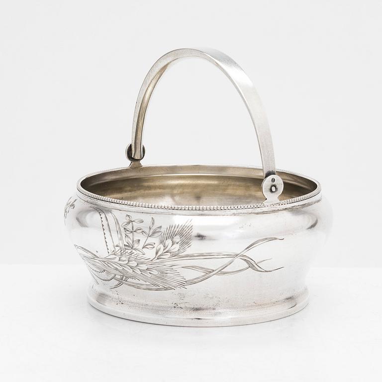 A silver sugar bowl and teaspoon, Moscow first half of the 20th century.